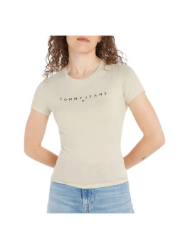 Dámske tričko Tommy Jeans bavlnené v béžovej farbe