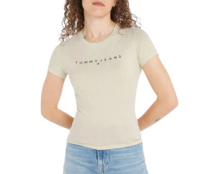 Dámske tričko Tommy Jeans bavlnené v béžovej farbe