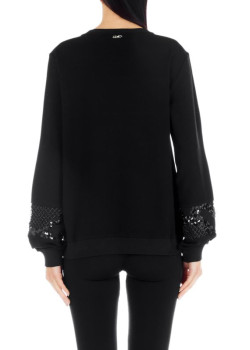 Dámsky čierny elegantný sveter s flitrami LIU-JO