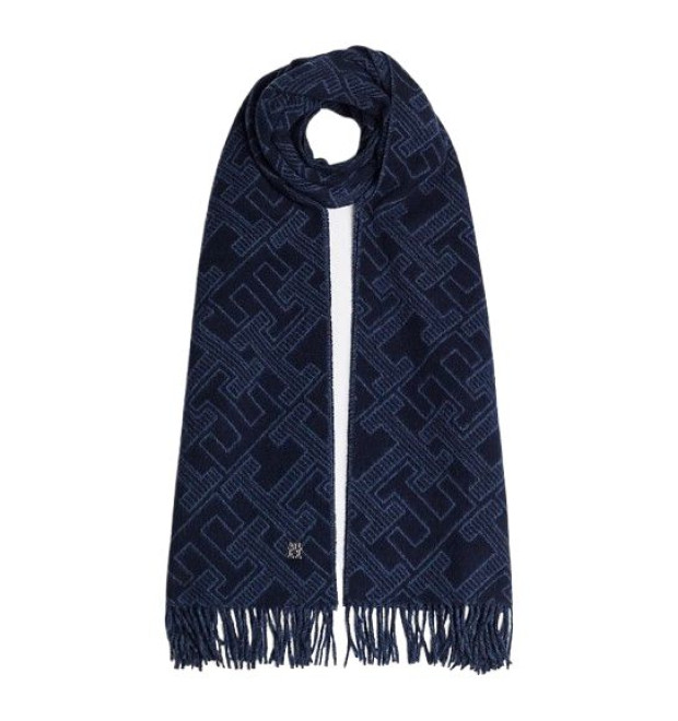 Dámsky vlnený šál Tommy Hilfiger v tmavomodrej farbe Dámsky vlnený šál Tommy Hilfiger v tmavomodrej farbe
