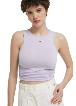 Crop top Tommy Hilfiger jemne fialový