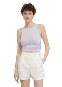 Crop top Tommy Hilfiger jemne fialový