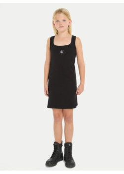 Detské čierne šaty Calvin Klein na ramienka