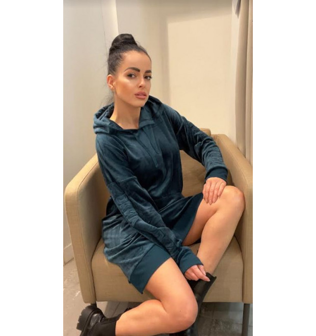 Velúrová mikina DKNY v predĺženom strihu Velúrová mikina DKNY v predĺženom strihu
