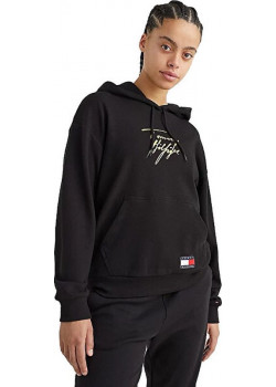 Dámska čierna mikina so zlatým logom Tommy Hilfiger