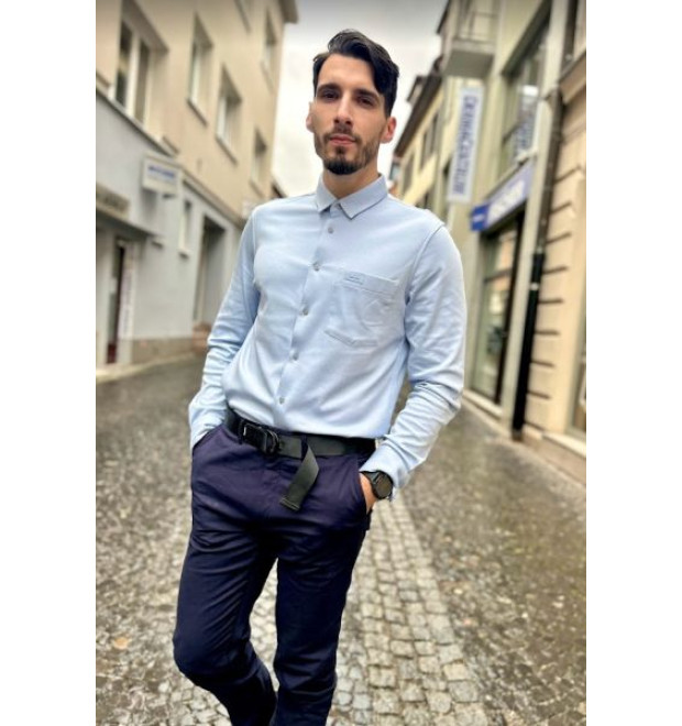 Pánska bledo modrá košeľa s dlhým rukávom Calvin Klein