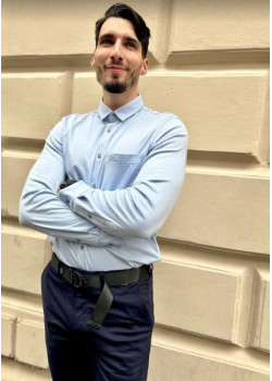 Pánska bledo modrá košeľa s dlhým rukávom Calvin Klein