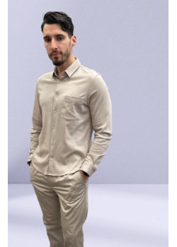 Pánska béžová košeľa s dlhým rukávom Calvin Klein