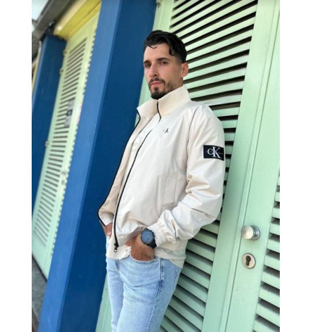 Calvin Klein pánska prechodná bunda s logom béžová