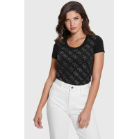 Čierne obtiahnuté tričko Guess s potlačou Čierne obtiahnuté tričko Guess s potlačou