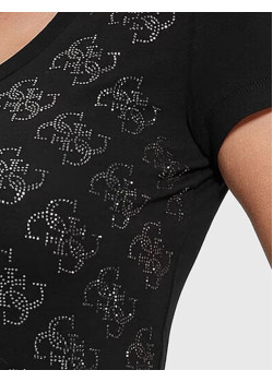 Čierne obtiahnuté tričko Guess s potlačou