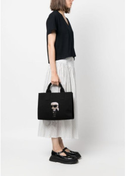Látková kabelka Karl Lagerfeld v čiernej farbe