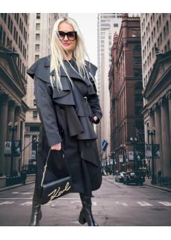 Karl Lagerfeld trendový trenčkot čierny