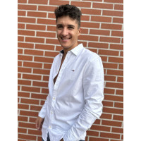 Pánska biela košeľa s dlhým rukávom Tommy Jeans Pánska biela košeľa s dlhým rukávom Tommy Jeans