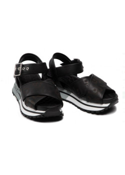 Čierne kožené  sandále na platforme LIU-JO