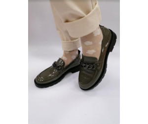 KHAKI DÁMSKE KOŽENÉ LESKLÉ MOKASÍNY
