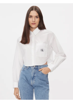 Krátka košeľa s dlhým rukávom Calvin Klein-biela
