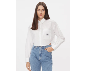 Krátka košeľa s dlhým rukávom Calvin Klein-biela