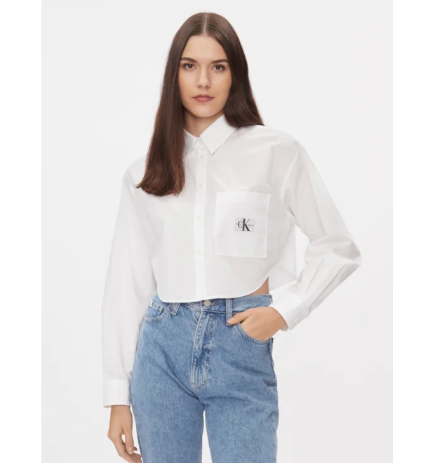 Krátka košeľa s dlhým rukávom Calvin Klein-biela Krátka košeľa s dlhým rukávom Calvin Klein-biela