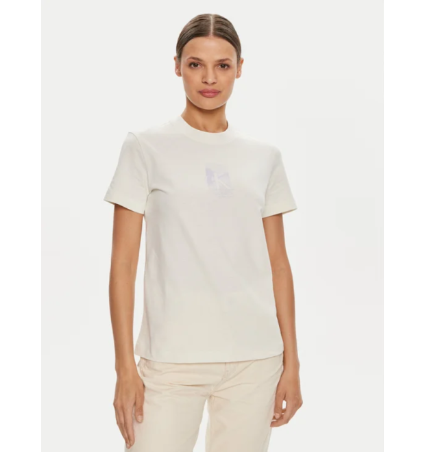 Bavlnené tričko Calvin Klein-farba ivory Bavlnené tričko Calvin Klein-farba ivory