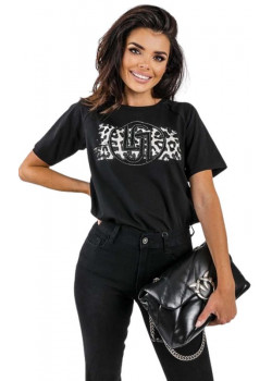 LIU-JO dámske čierne tričko s krátkym rukávom