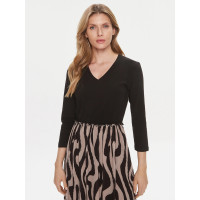 Liu Jo dlhé šaty s hnedou animal print sukňou čierne