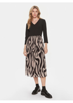 Liu Jo dlhé šaty s hnedou animal print sukňou čierne
