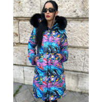 Dlhá luxusná páperová bunda Flo&Clo s pestrofarebným vzorom Dlhá luxusná páperová bunda Flo&Clo s pestrofarebným vzorom
