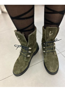 Kožené šnurovacie topánky Lab Milano v zelenej farbe