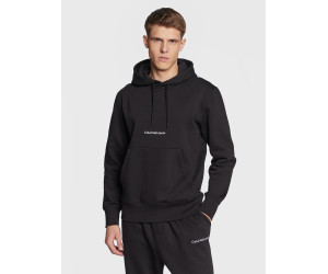 Calvin Klein pánska mikina s bielym nápisom a kapucňou čierna
