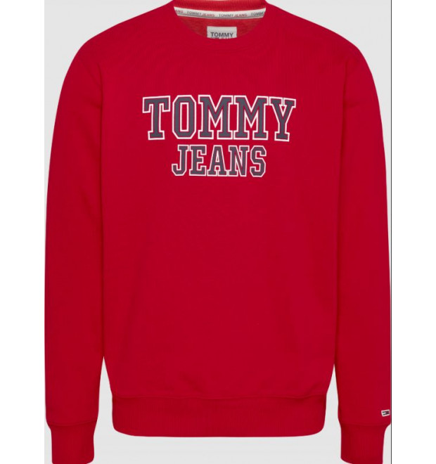 Tommy Hilfiger červená pánska mikina bez kapucne Tommy Hilfiger červená pánska mikina bez kapucne