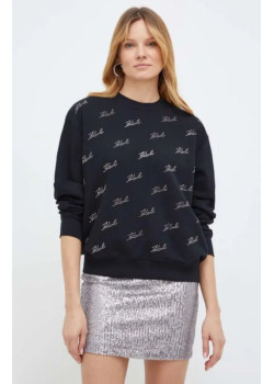 Čierna mikina Karl Lagerfeld s kamienkami