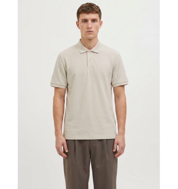 JACK & JONES polo tričko béžové s výšivkou JACK & JONES polo tričko béžové s výšivkou
