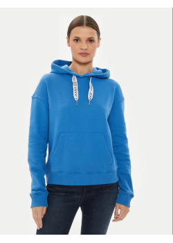 Modrá dámska mikina Tommy Jeans s výraznými šnúrkami