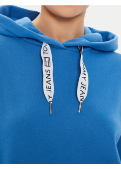 Modrá dámska mikina Tommy Jeans s výraznými šnúrkami