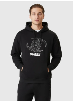 Guess pánska mikina čierna s kapucňou