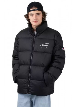 Pánska čierna zateplená bunda na zimu Tommy Hilfiger