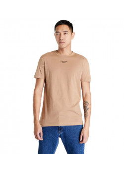 Svetlohnedé pánske tričko značky Calvin Klein s krátkym rukávom