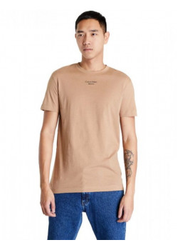 Svetlohnedé pánske tričko značky Calvin Klein s krátkym rukávom