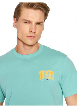 Mentolové bavlnené tričko Tommy Jeans