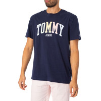 Pánske modré tričko s výraznou potlačou Tommy Jeans