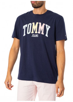 Pánske modré tričko s výraznou potlačou Tommy Jeans