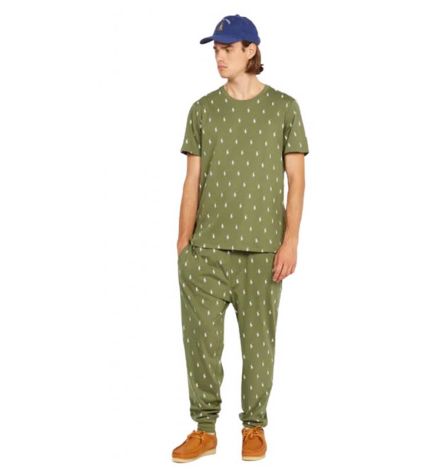 Pánske bavlnené pyžamo Ralph Lauren olivové Pánske bavlnené pyžamo Ralph Lauren olivové