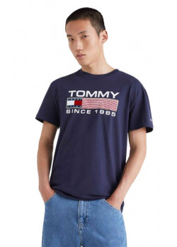 Pánske modré bavlnené tričko TOMMY HILFIGER s krátkym rukávom