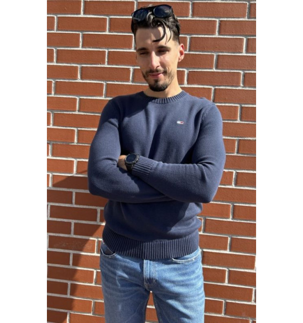 Pánsky modrý pulóver Tommy Hilfiger Pánsky modrý pulóver Tommy Hilfiger