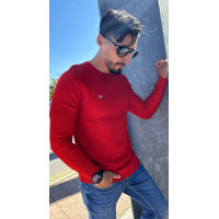 Pánsky červený pulóver Tommy Jeans Pánsky červený pulóver Tommy Jeans
