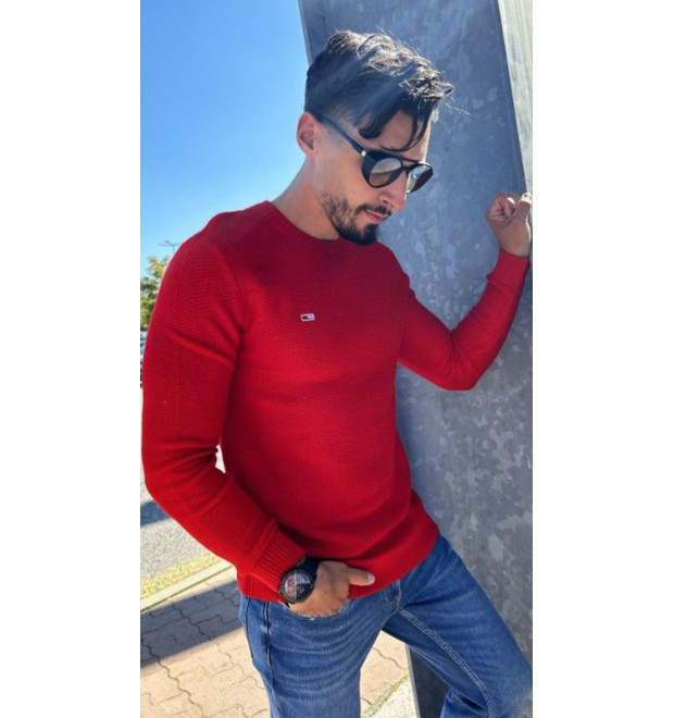 Pánsky červený pulóver Tommy Jeans Pánsky červený pulóver Tommy Jeans