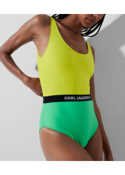 Dámske zeleno žlté jednodielne plavky Karl Lagerfeld
