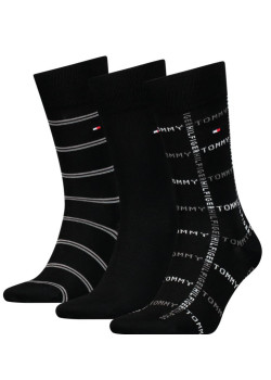Sada čiernych pánskych ponožiek Tommy Hilfiger 3 páry 