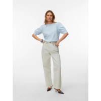 VERO MODA VMDOFFY pulover s puff rukávmi modrý VERO MODA VMDOFFY pulover s puff rukávmi modrý